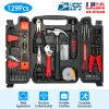 129Pcs Household Hand Tool Set Pro Hand Repair Maintenance Tool Kit w/ Hammer Wrench Set Screwdriver Set Pliers Tool Box