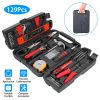 129Pcs Household Hand Tool Set Pro Hand Repair Maintenance Tool Kit w/ Hammer Wrench Set Screwdriver Set Pliers Tool Box