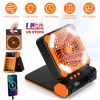 Solar Camping Fan With LED Lantern 5200mAh Rechargeable Battery Operated Portable Fan with Emergency Power Bank 4 Wind Speeds 3 Light Modes 3 Timers f