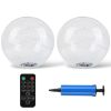 2Pcs Floating Pool Lights 14in Solar Powered Pool Balls IP68 Waterproof Inflatable Pool Decoration Lights with Remote Control 3 Light Modes Timer Adju
