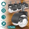 5Pcs Office Chair Wheels Polyurethane Rolling Caster Replacement for Hardwood Floor Carpet Universal Fit 496LBS Max Load