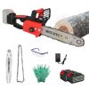 12Inch Electric Cordless Chainsaw With 2Pcs 21V 3.0Ah Battery and Charger Brushless Battery Operated Handheld Chainsaw With Auto Oiler Safety Switch F