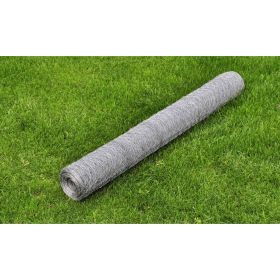 vidaXL Chicken Wire Fence Galvanized Steel 82'x2.5' Silver
