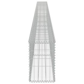 vidaXL Gabion Wall with Covers Galvanized Steel 236"x11.8"x19.7"