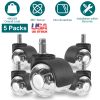 5Pcs Office Chair Wheels Polyurethane Rolling Caster Replacement for Hardwood Floor Carpet Universal Fit 496LBS Max Load