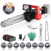12Inch Electric Cordless Chainsaw With 2Pcs 21V 3.0Ah Battery and Charger Brushless Battery Operated Handheld Chainsaw With Auto Oiler Safety Switch F