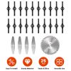 25Pcs Trimmer Blades Head Replacement Set 1Pc 5.91” Alloy Blade 4Pcs 5.71” Stainless Steel Blades 20Pcs 5.31” Plastic Blades For Cordless Weed Trimmer