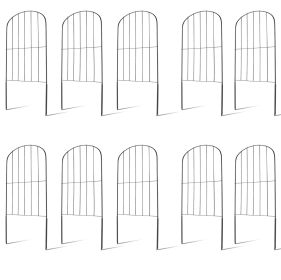 10Pcs Decorative Garden Fence Rustproof Iron Wire Arched Fence Animal Barrier Border 12.59” Width 23.93” Length For Yard Landscape Patio Outdoor Decor