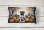 Spooky Halloween Throw Pillow Throw Pillow for Indoor Couch Bed Outdoor Patio Washable, Pug 2064,12Hx16W