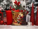 Yorkshire Terrier Yorkie and Santa Claus Throw Pillow Machine Washable, Indoor Outdoor Decorative Pillow for Couch, Bed or Patio, 14Hx14W