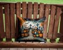 Day of the Dead Spooky Halloween Throw Pillow Machine Washable, Indoor Outdoor Decorative Pillow for Couch, Bed or Patio, 14Hx14W