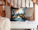 Ghosts Spooky Halloween Throw Pillow Machine Washable, Indoor Outdoor Decorative Pillow for Couch, Bed or Patio, 14Hx14W