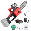 12Inch Electric Cordless Chainsaw With 2Pcs 21V 3.0Ah Battery and Charger Brushless Battery Operated Handheld Chainsaw With Auto Oiler Safety Switch F