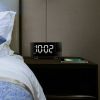 Projection Alarm Clock with Radio Function 7.7In Curved-Screen LED Digital Alarm Clock w/ Dual Alarms 4 Dimmer 12/24 Hour USB Charging Port 180° Rotat