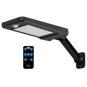 Solar Wall Light Outdoor 60LEDs PIR Motion Sensor Remote Control Wireless Lamps IP65 Waterproof Lighting for Garage Front Door Garden Pathway (Option: Black)