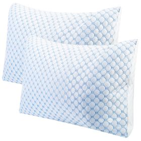 Cooling Memory Foam Pillow Ventilated Soft Bed Pillow w/ Cooling Gel Infused Memory Foam Heat Moisture Reducing Cooling Fiber Breathable Machine Washa (Option: 2pc)