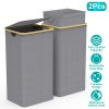2Pcs Collapsible Laundry Hamper with Lid Handle 100L/26.4Gal Capacity Vertical Laundry Basket Foldable Bamboo Basket Dirty Clothes Organizer with Inne