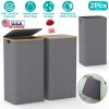 2Pcs Collapsible Laundry Hamper with Lid Handle 100L/26.4Gal Capacity Vertical Laundry Basket Foldable Bamboo Basket Dirty Clothes Organizer with Inne
