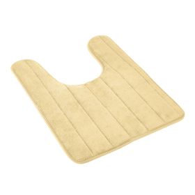 U Shaped Bathroom Rugs Contour Non-slip Toilet Mat Absorbent Cozy Velvet Floor Mat 23.62 x 19.69in (Option: Kahki)