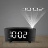 Projection Alarm Clock with Radio Function 7.7In Curved-Screen LED Digital Alarm Clock w/ Dual Alarms 4 Dimmer 12/24 Hour USB Charging Port 180° Rotat