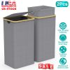 2Pcs Collapsible Laundry Hamper with Lid Handle 100L/26.4Gal Capacity Vertical Laundry Basket Foldable Bamboo Basket Dirty Clothes Organizer with Inne