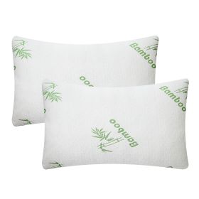 2Pcs Bamboo Memory Foam Pillow Hypoallergenic Bed Pillow For Head Neck Rest Sleeping Shredded Pillow Washable Cover Queen Size Pillow (Option: Queen)