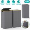 2Pcs Collapsible Laundry Hamper with Lid Handle 100L/26.4Gal Capacity Vertical Laundry Basket Foldable Bamboo Basket Dirty Clothes Organizer with Inne