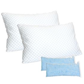2 Pack Shredded Memory Foam Pillows Adjustable Cool Pillows with Extra Filling Machine Washable Cover for Side Back Stomach Sleepers (Option: Queen_2Pc)