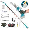2-IN-1 Cordless Pole Saw And Mini Chainsaw With Extension Pole 21V Battery 8” Electric Brushless Pole Chainsaw with Auto Oiler Safety Switch 6.4LBS Li