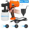 700W Electric Paint Sprayer Handheld HVLP Spray Painter Painting Spray Gun For Fences Brick Walls w/ 3 Spray Patterns 800ML Detachable Cup
