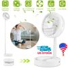 Portable Folding Desk Table Fan Quiet USB Rechargeable Telescopic Standing Floor Fan w/ 4 Speeds Adjustable Height 180° Tilting Angle For Office Home