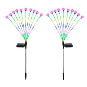 2Pcs Solar Firefly Lights Swaying Decorative Pathway Stake Lamp IP65 Waterproof Landscape Patio Yard Night Light (Option: Colorful)