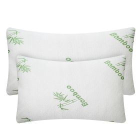 2Pcs Bamboo Memory Foam Pillow Hypoallergenic Bed Pillow For Head Neck Rest Sleeping Shredded Pillow Washable Cover Queen Size Pillow (Option: King)