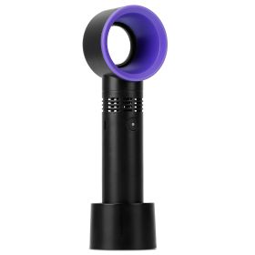 Portable Handheld Bladeless Fan Rechargeable Cooling USB Fan Desktop Use Fan w/ 3 Gears LED Indicator Cooling Fan (Option: Black)