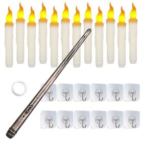 12Pcs Flameless Floating Candles LED Magic Hanging Candle Light Battery Operated Flickering Warm Light Window Candle With Magic Wand Remote for Hallow (Option: Yellow)
