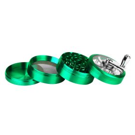 Herb Spice Tobacco Grinder 2.5-inch 4-Piece Zinc Alloy Hand Crank Crusher Kitchen Mill with Pollen Scraper (Option: Aqua)
