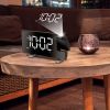 Projection Alarm Clock with Radio Function 7.7In Curved-Screen LED Digital Alarm Clock w/ Dual Alarms 4 Dimmer 12/24 Hour USB Charging Port 180° Rotat
