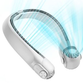Portable Neck Hanging Fan Hands-free Cooling Personal Fan with 3 Speeds 360ºAir Flow Adjustable Neck Width for Home Office Travel Dormitory (Option: White)