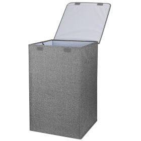 Foldable Laundry Hampers Washing Clothes Laundry Basket w/ Lid Handles Storage Organizer (Option: Grey)