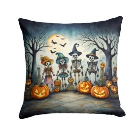 Calacas Skeletons Spooky Halloween Throw Pillow Machine Washable, Indoor Outdoor Decorative Pillow for Couch, Bed or Patio, 14Hx14W (Default: Default)