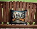Calacas Skeletons Spooky Halloween Throw Pillow Machine Washable, Indoor Outdoor Decorative Pillow for Couch, Bed or Patio, 14Hx14W