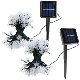 2Pcs Solar Powered String Lights 39.3FT 100LED Beads Fairy Star Lights IP65 Waterproof Decorative Garden Party Christmas Tree Stake Lamps w/ 8 Lightin (Option: Yellow)